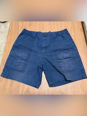 Savane 36” Navy Cotton Shorts cargo elastic waist 7.5” inseam gorpcore